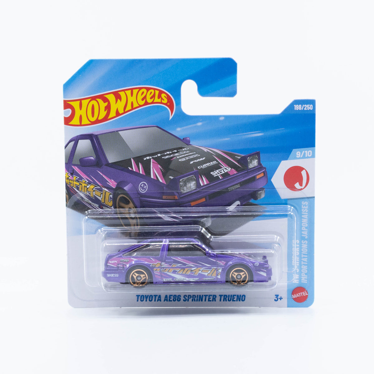 Hot Wheels Toyota AE86 Sprinter Trueno in purple.