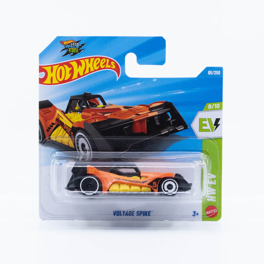 Hot Wheels Voltage Spike all-electric hill climb race car with adjustable front and rear splitters.