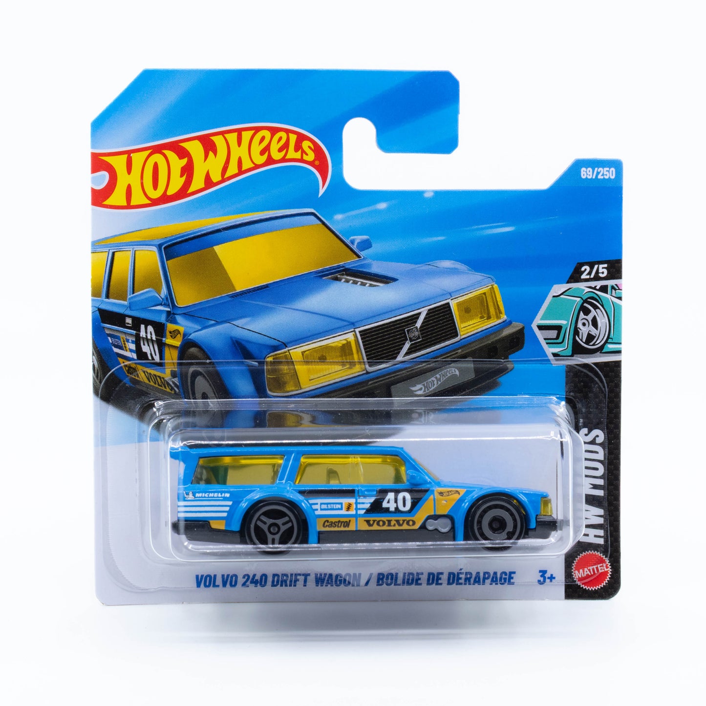 Hot Wheels Volvo 240 Drift Wagon blue Mainline diecast 1:64