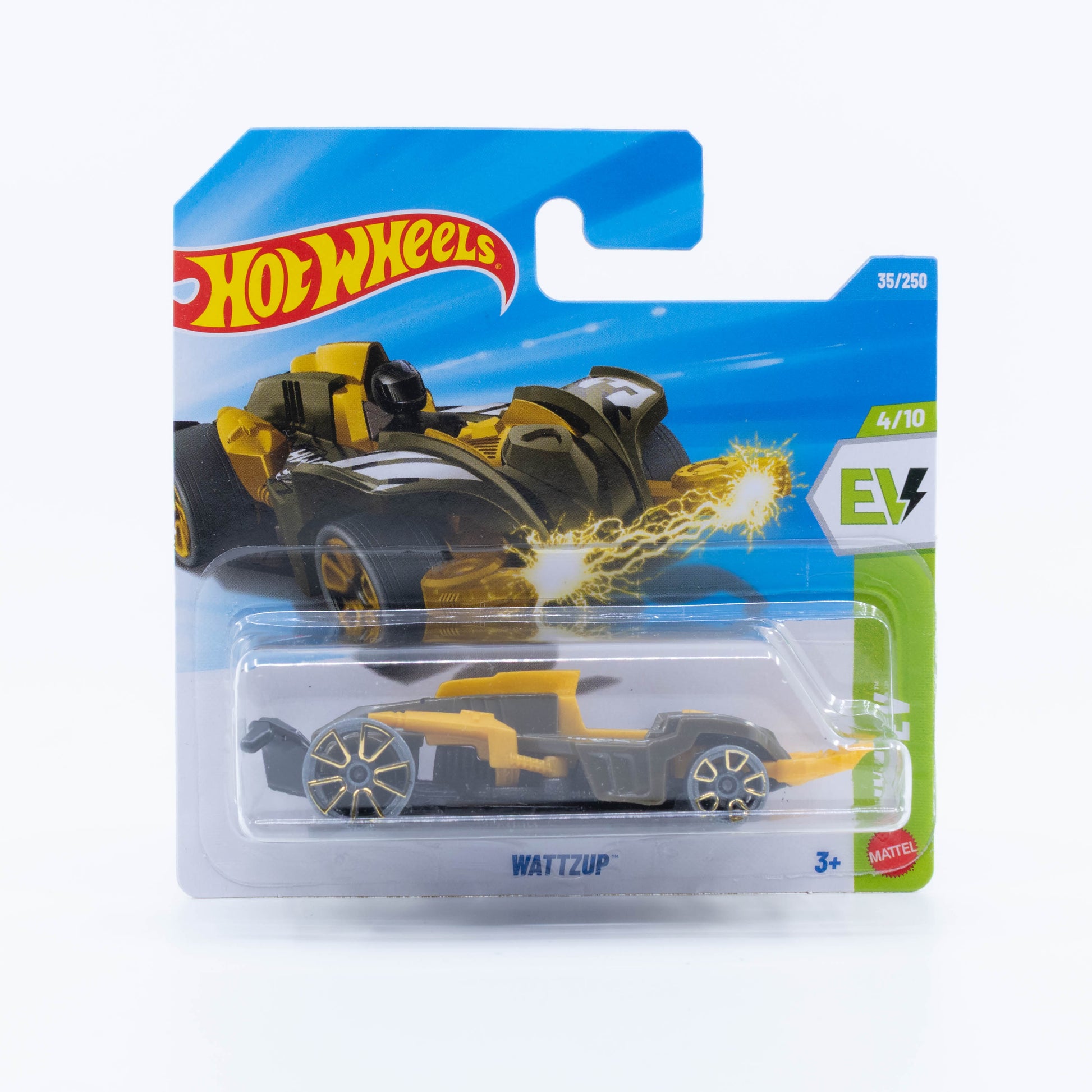 Hot Wheels Wattzup in green from the 2026 Basic Line, featuring an electric-inspired fantasy design.