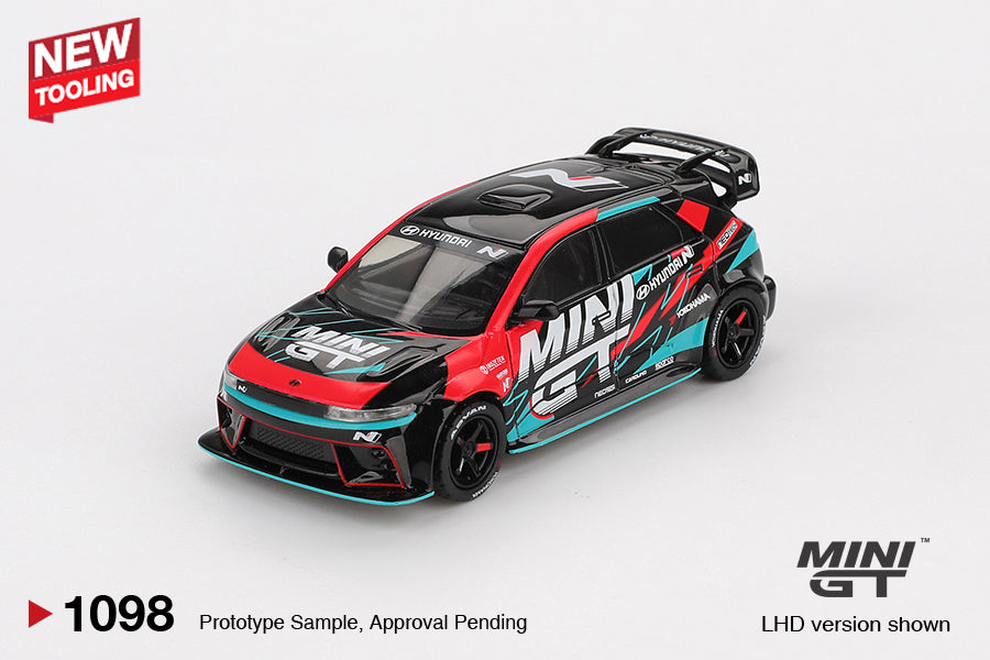 Mini GT 1:64 Hyundai Ioniq 5N RS-01T Tokyo Auto Salon 2025 diecast model car. Front