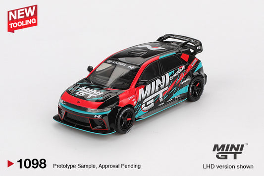 Mini GT 1:64 Hyundai Ioniq 5N RS-01T Tokyo Auto Salon 2025 diecast model car. Front