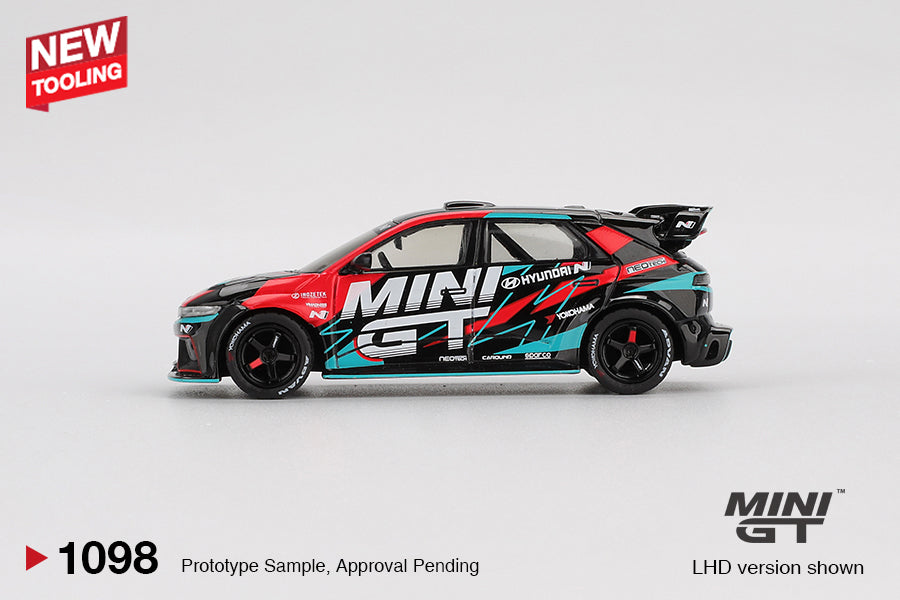 Mini GT 1:64 Hyundai Ioniq 5N RS-01T Tokyo Auto Salon 2025 diecast model car. Side