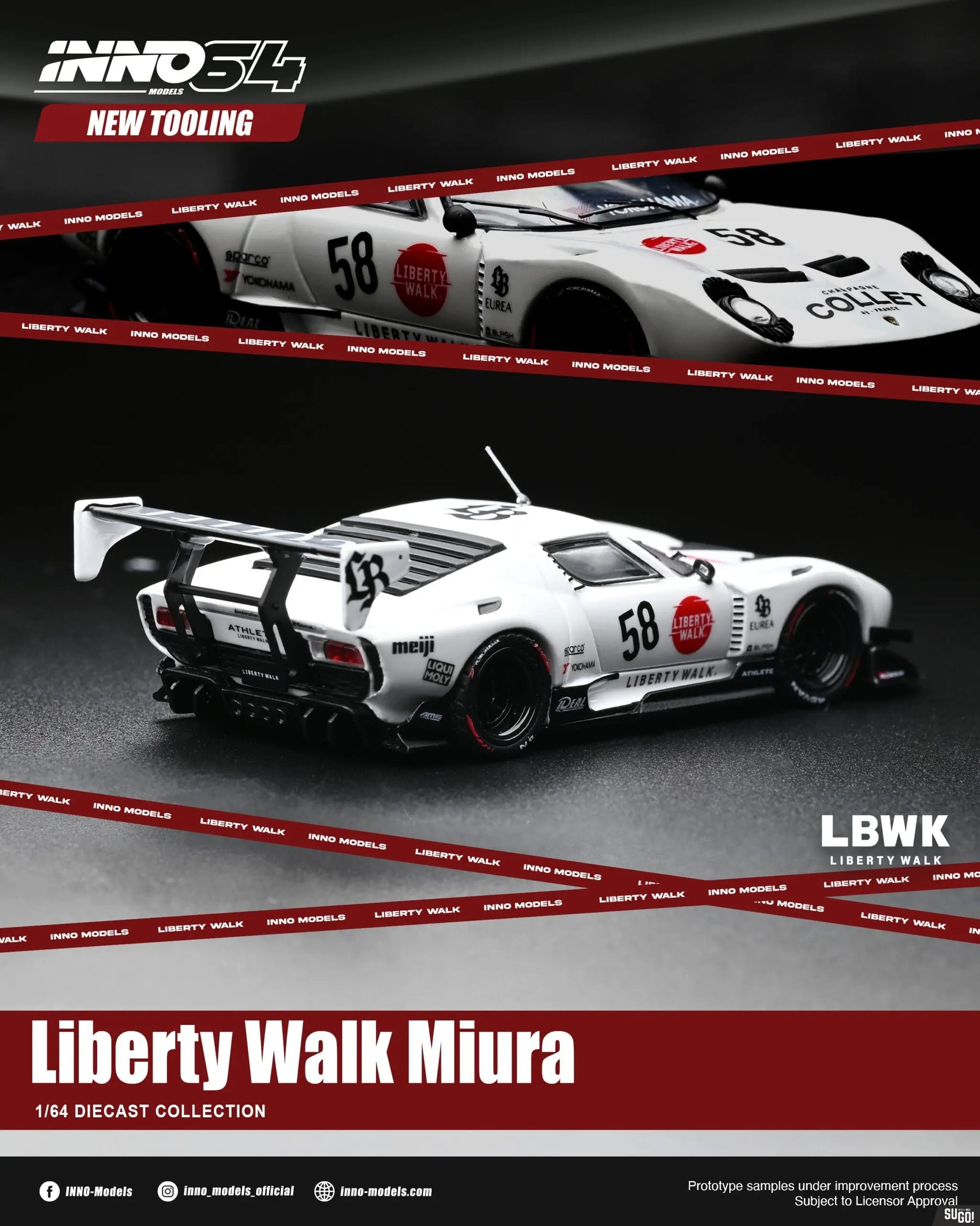 INNO64 Lamborghini Miura GT LB-Silhouette WORKS White #58 1:64 diecast