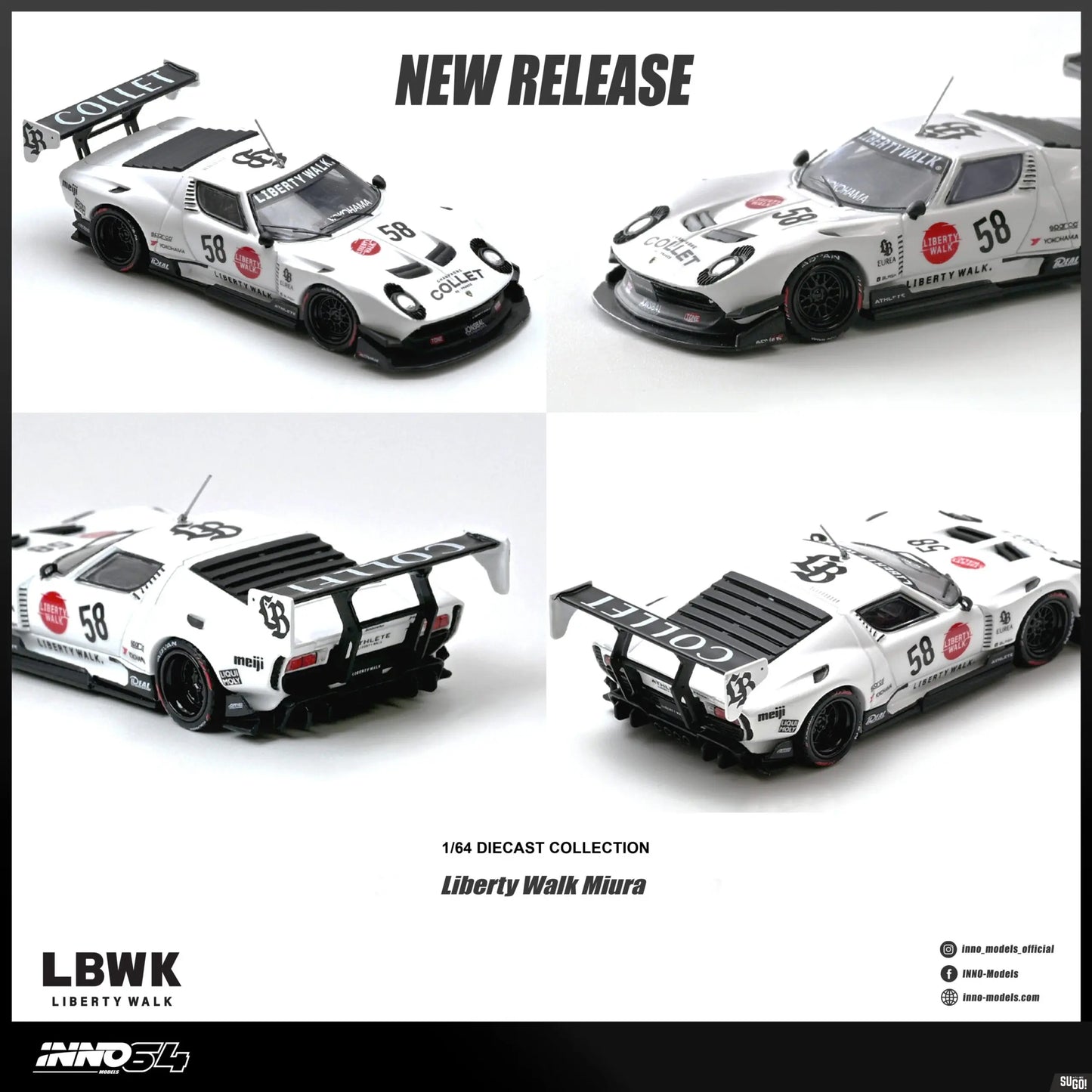 INNO64 Lamborghini Miura GT LB-Silhouette WORKS White #58 1:64 diecast
