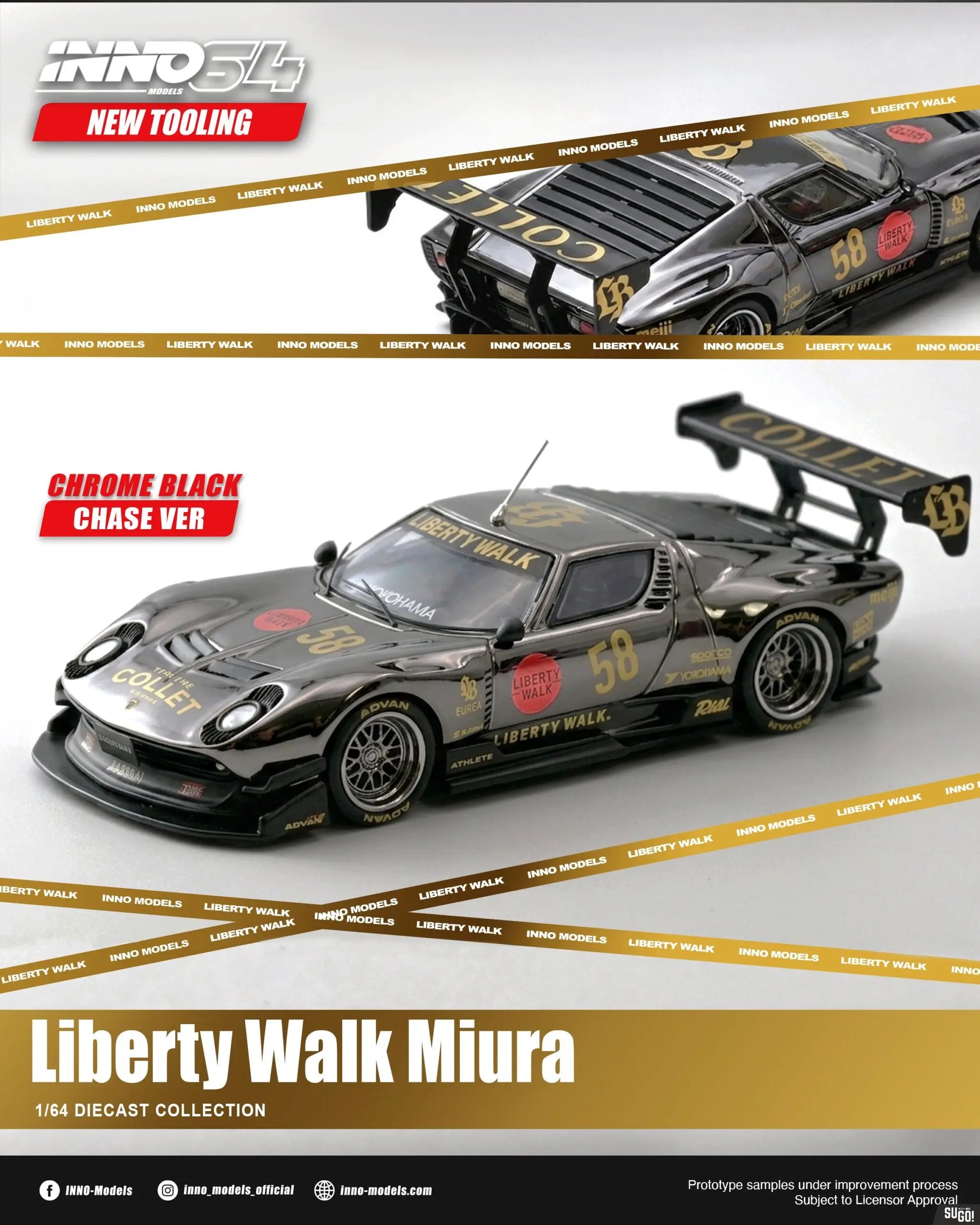 INNO64 Lamborghini Miura GT LB-Silhouette WORKS White #58 1:64 diecast