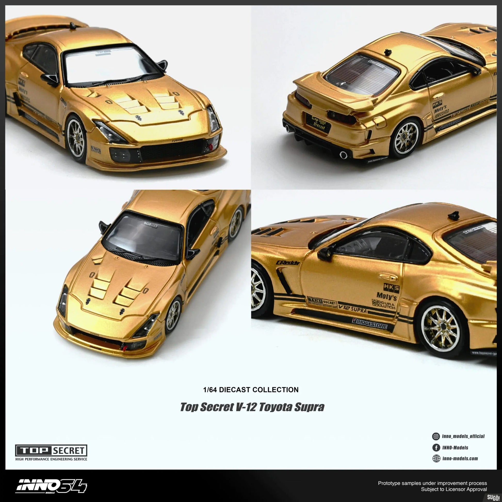 INNO64 Top Secret V12 Supra gold 1:64 diecast car