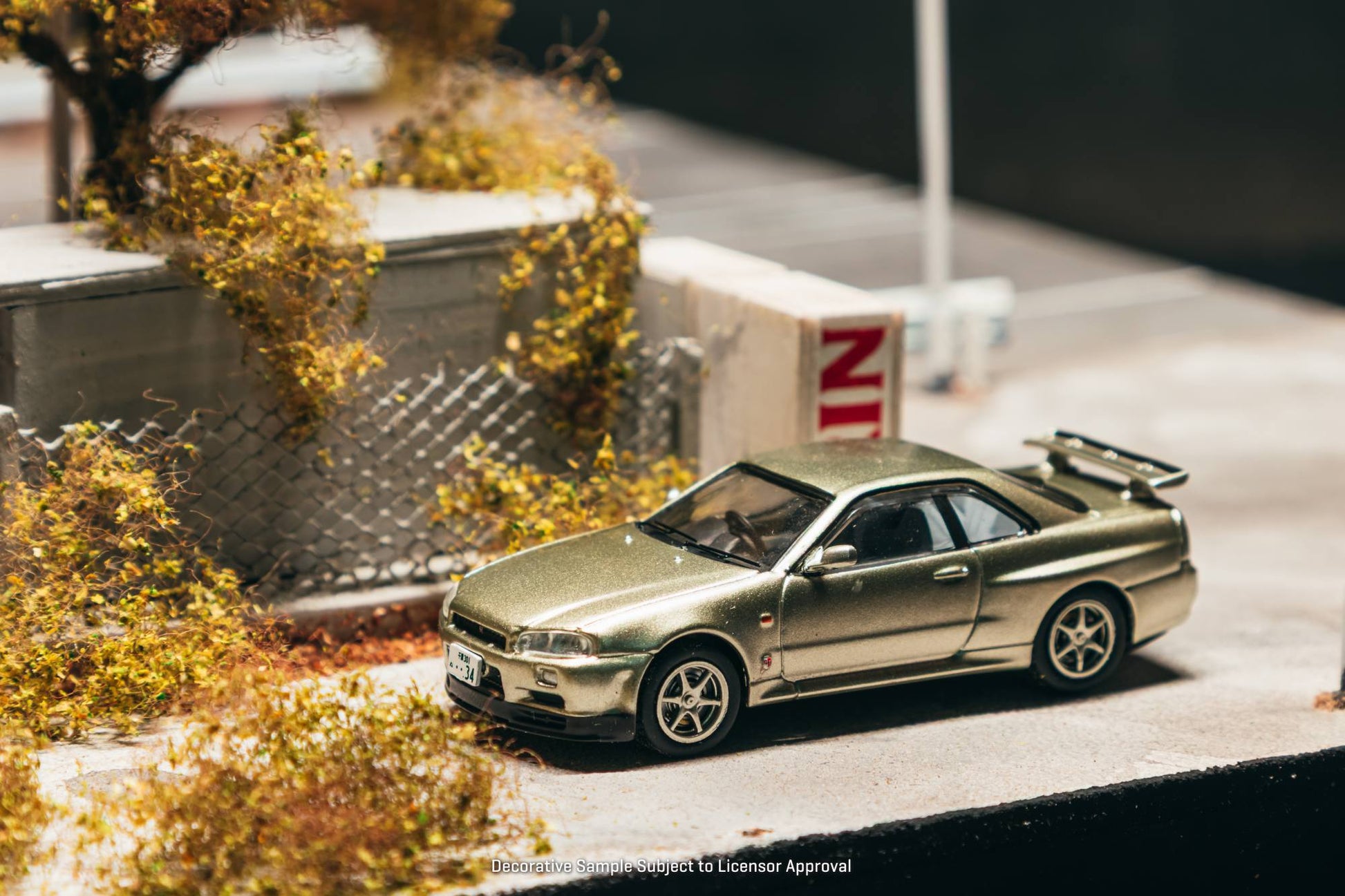 J Collection 1:64 Nissan Skyline GT-R R34 Millennium Jade diecast model. top
