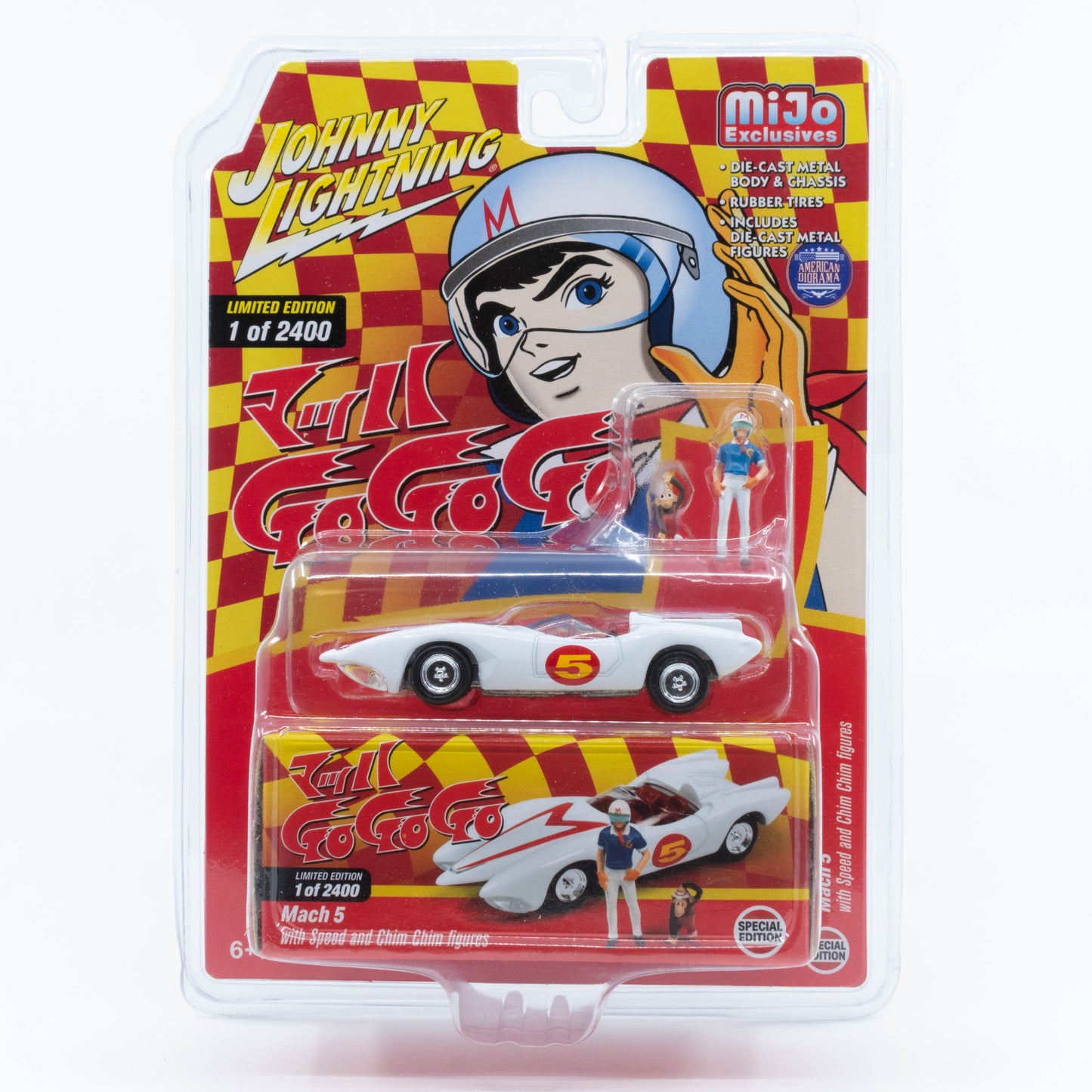 Johnny Lightning - Mach 5 with Speed and Chim Chim figures