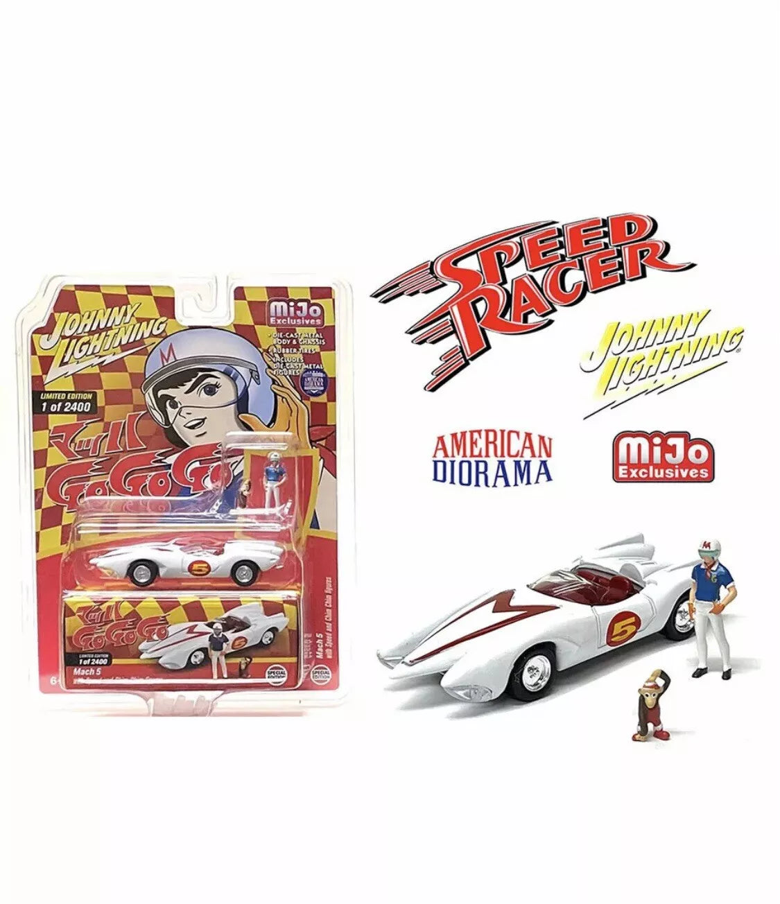 (Pre-Order) Johnny Lightning - Mach 5 with Speed and Chim Chim figures