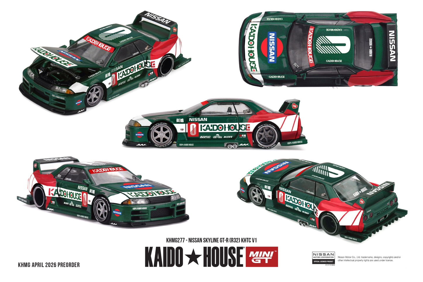 Kaido House 1:64 Nissan Skyline GT-R R32 1989 KHTC V1 opening hood diecast