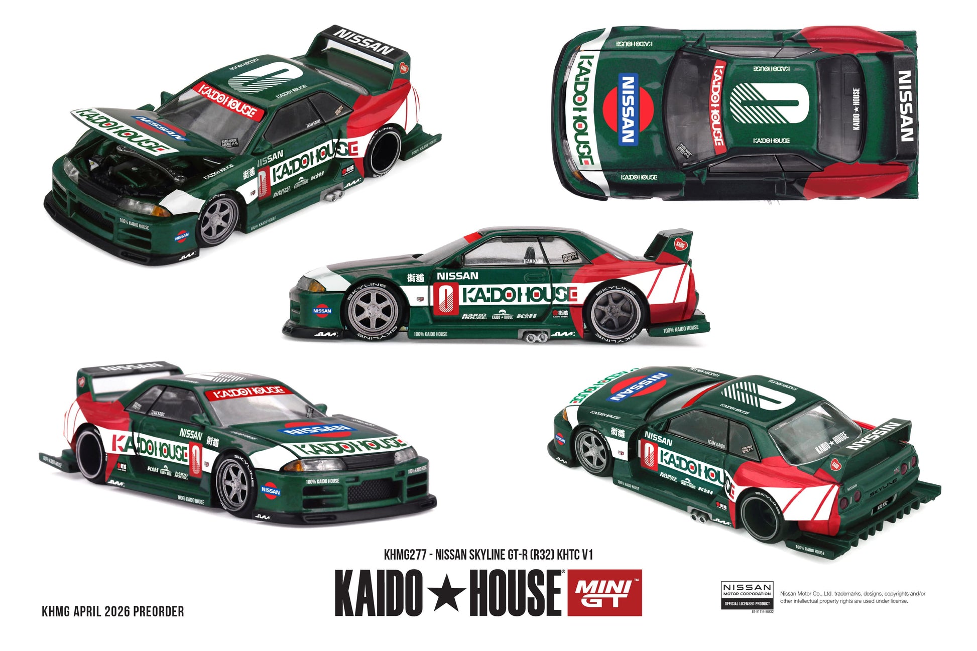 Kaido House 1:64 Nissan Skyline GT-R R32 1989 KHTC V1 opening hood diecast