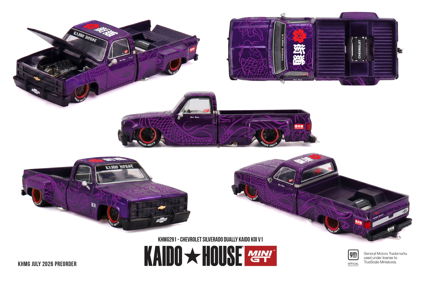 Kaido*House 1980 Chevrolet Silverado Dually Kaido KOI V1 with opening hood and bed.