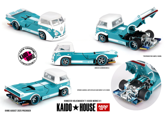 Kaido*House Volkswagen T1 Pickup 1972 in 1:64 scale with wide-body kit and custom stance.
