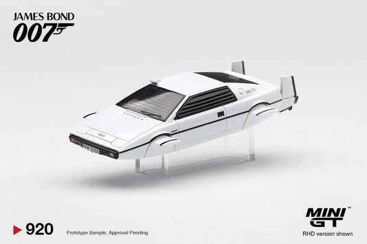 Mini GT Lotus Esprit S1 from The Spy Who Loved Me in English blister packaging. Front