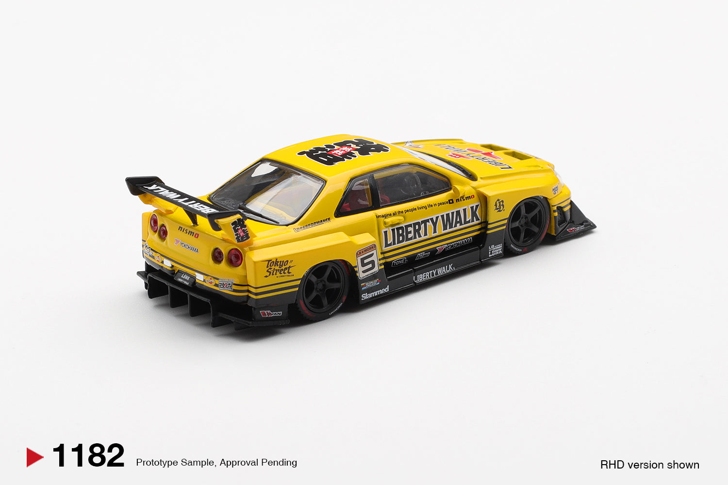 Mini GT 1:64 Nissan Skyline R34 Super Silhouette Sport Yellow 2025 diecast model. Back