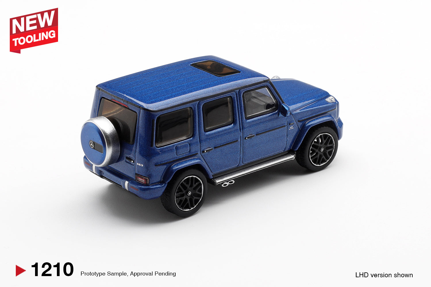 Mini GT 1:64 Mercedes-Benz G63 AMG 2024 dark blue metallic new tooling diecast model. Back