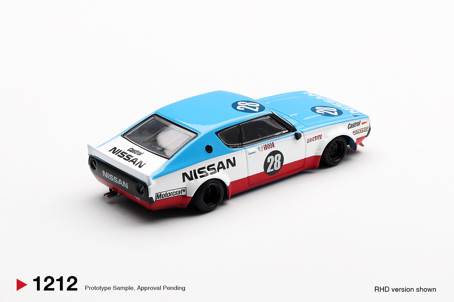 Mini GT 1:64 Nissan Skyline GT-R KPGC110 Kenmeri Liberty Walk Nissan Racing 75 Concept diecast model. Back