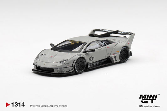 Mini GT Lamborghini GT EVO LB-Silhouette Works Murciélago 2025 with Liberty Walk widebody. Front