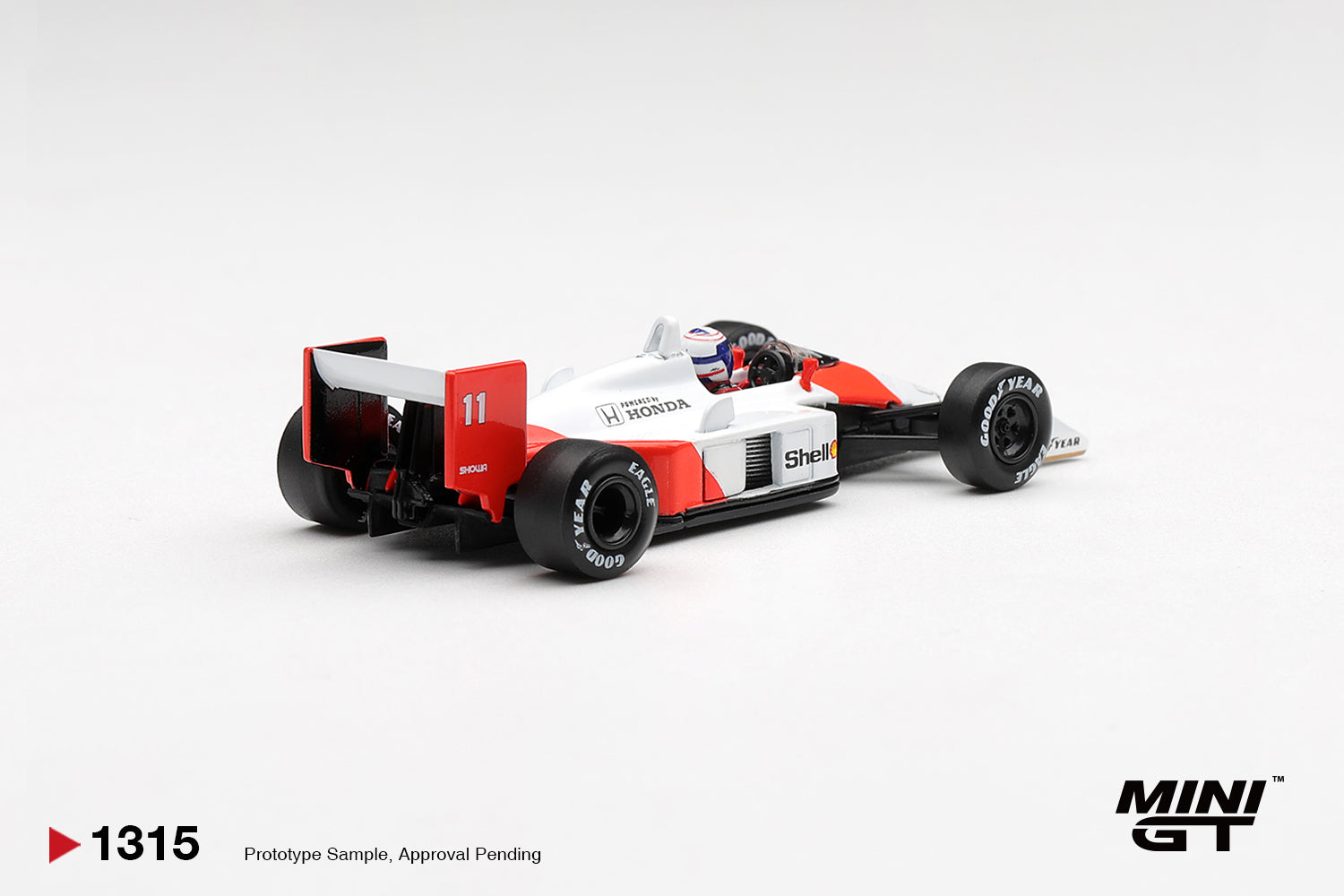 Mini GT McLaren MP4/4 driven by Alain Prost at the 1988 Canadian Grand Prix. Back