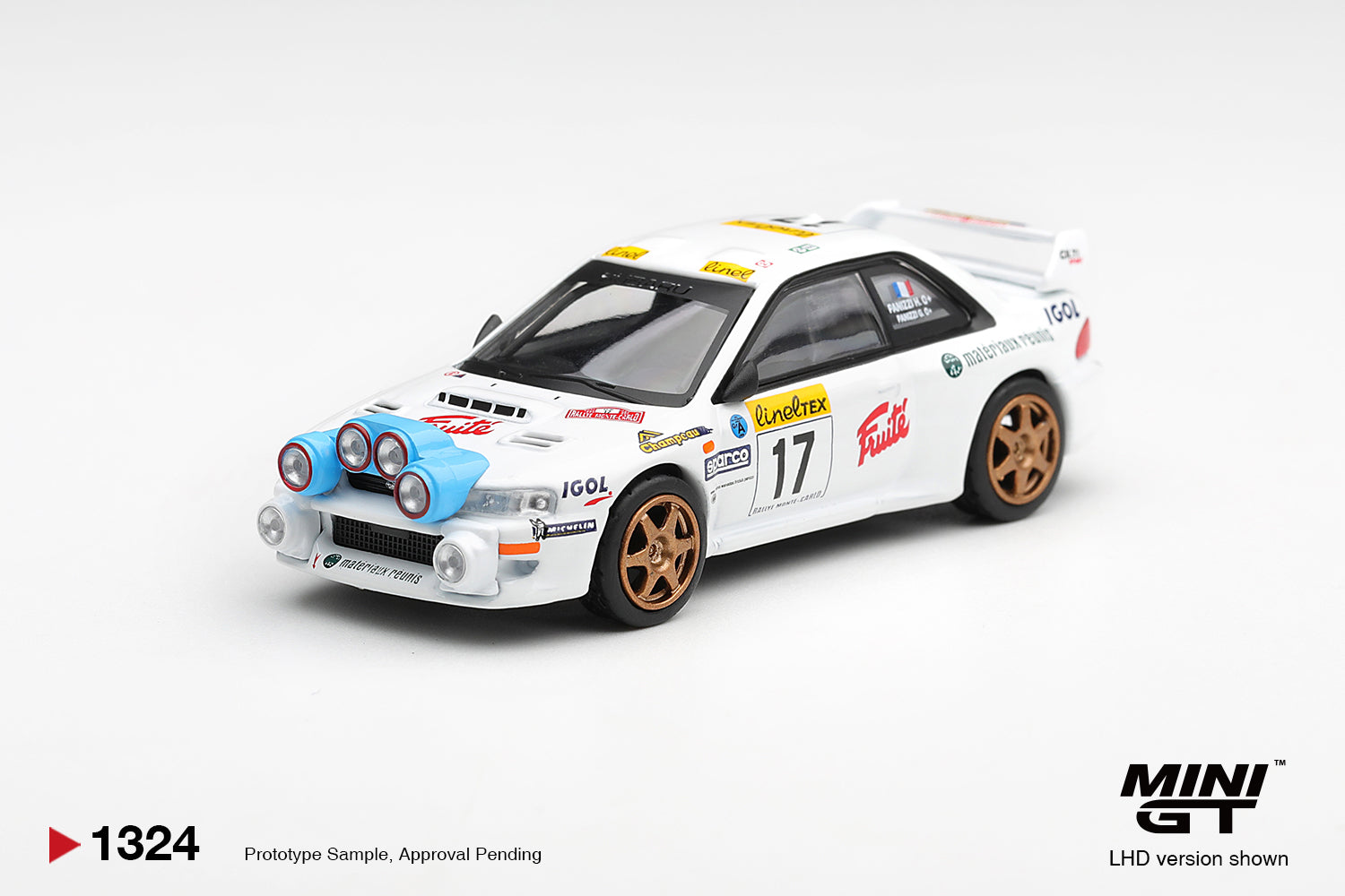 Mini GT Subaru Impreza WRC98 #17 from the 1999 Rallye Monte-Carlo. Front