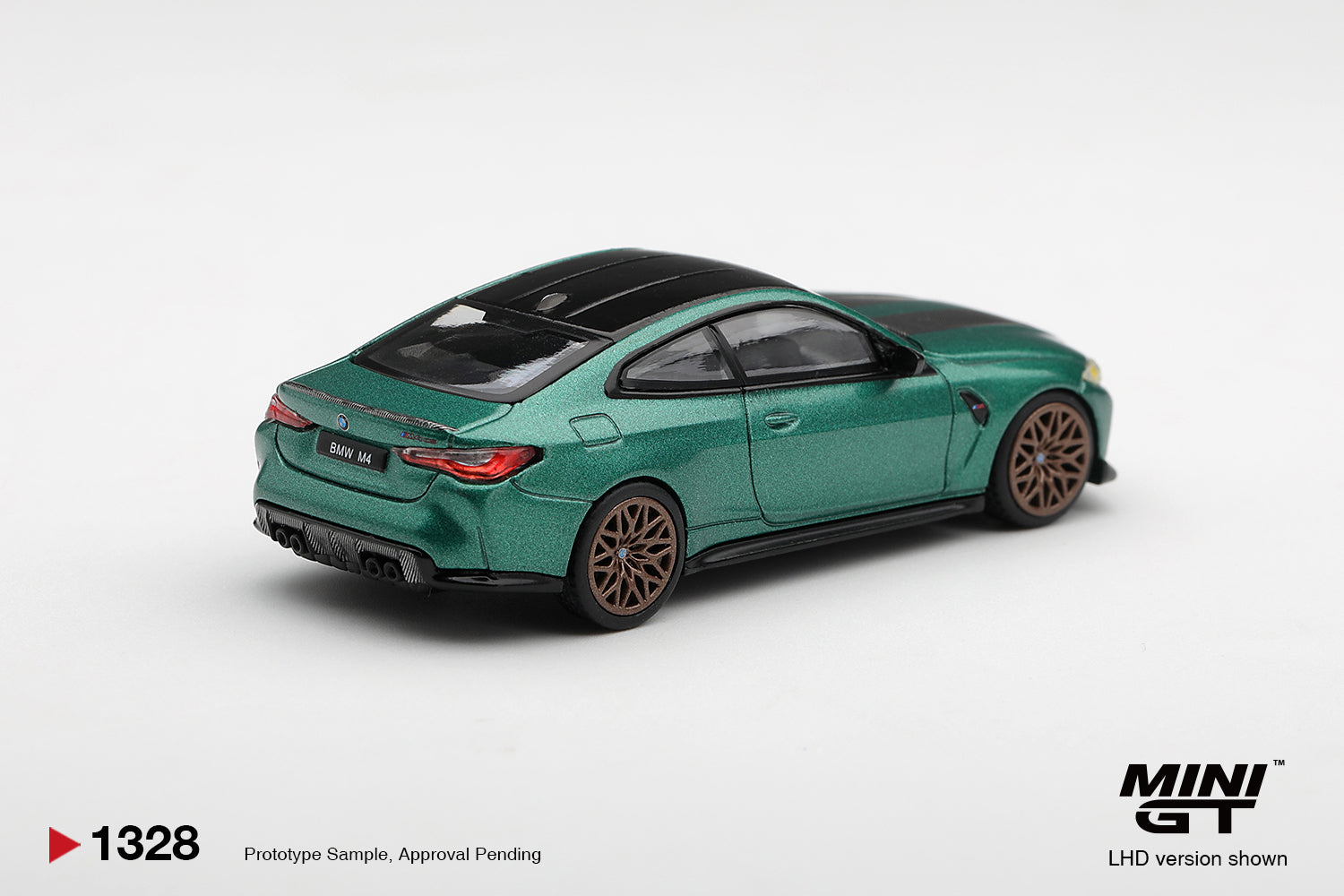 Mini GT BMW M4 CS G82 in Frozen Isle of Man Green Metallic. Back