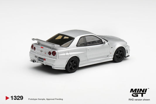 Mini GT Nissan Skyline GT-R R34 Z-Tune in Silver Metallic. Back