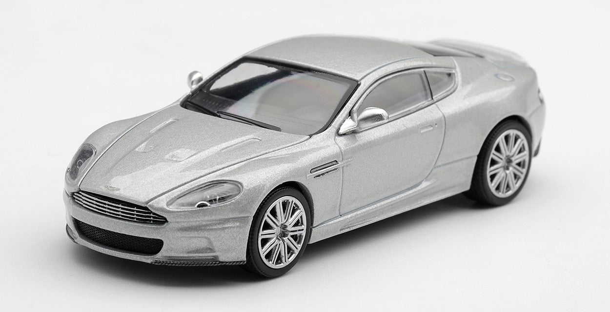 Mini GT 2008 Aston Martin DBS in Lightning Silver.