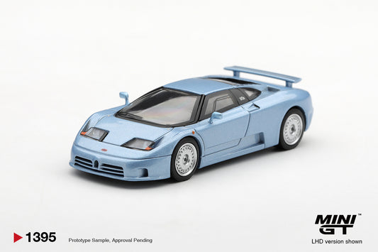 Mini GT Bugatti EB110 GT 1992 in Azzurro Metallizzato metallic blue, 1:64 scale diecast model