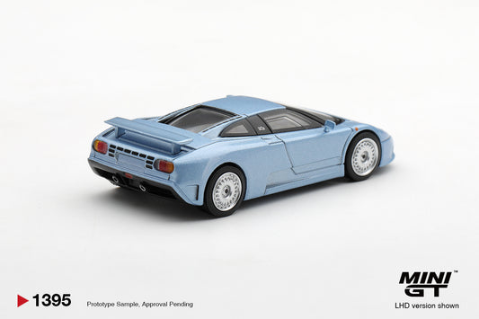 Mini GT Bugatti EB110 GT 1992 in Azzurro Metallizzato metallic blue, 1:64 scale diecast model