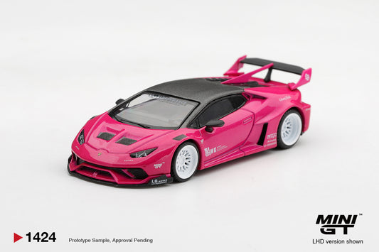 Mini GT Lamborghini Huracán GT LB Works 2026 in Ruby Purple, widebody 1:64 diecast supercar model
