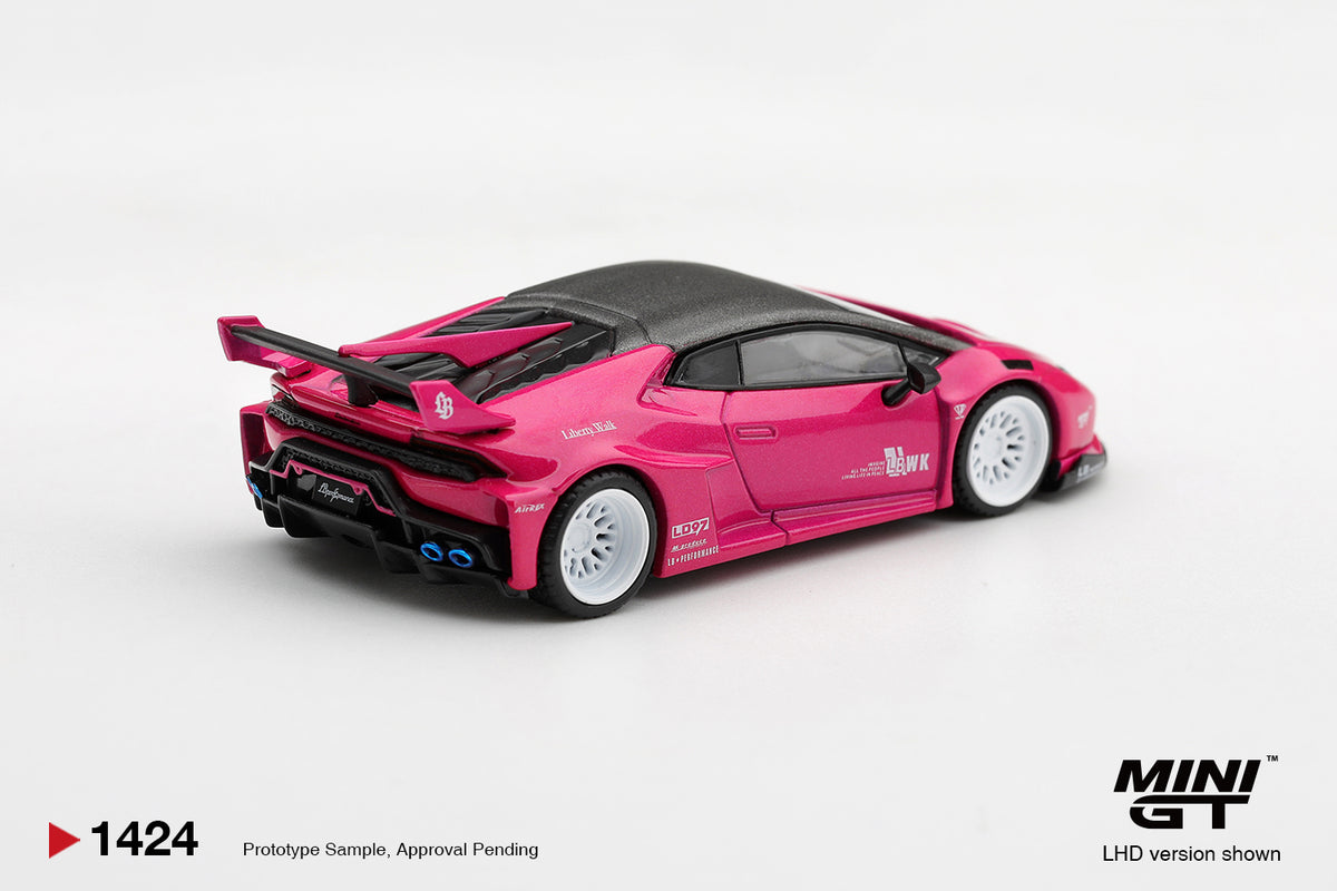 Mini GT Lamborghini Huracán GT LB Works 2026 in Ruby Purple, widebody 1:64 diecast supercar model