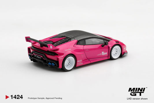 Mini GT Lamborghini Huracán GT LB Works 2026 in Ruby Purple, widebody 1:64 diecast supercar model