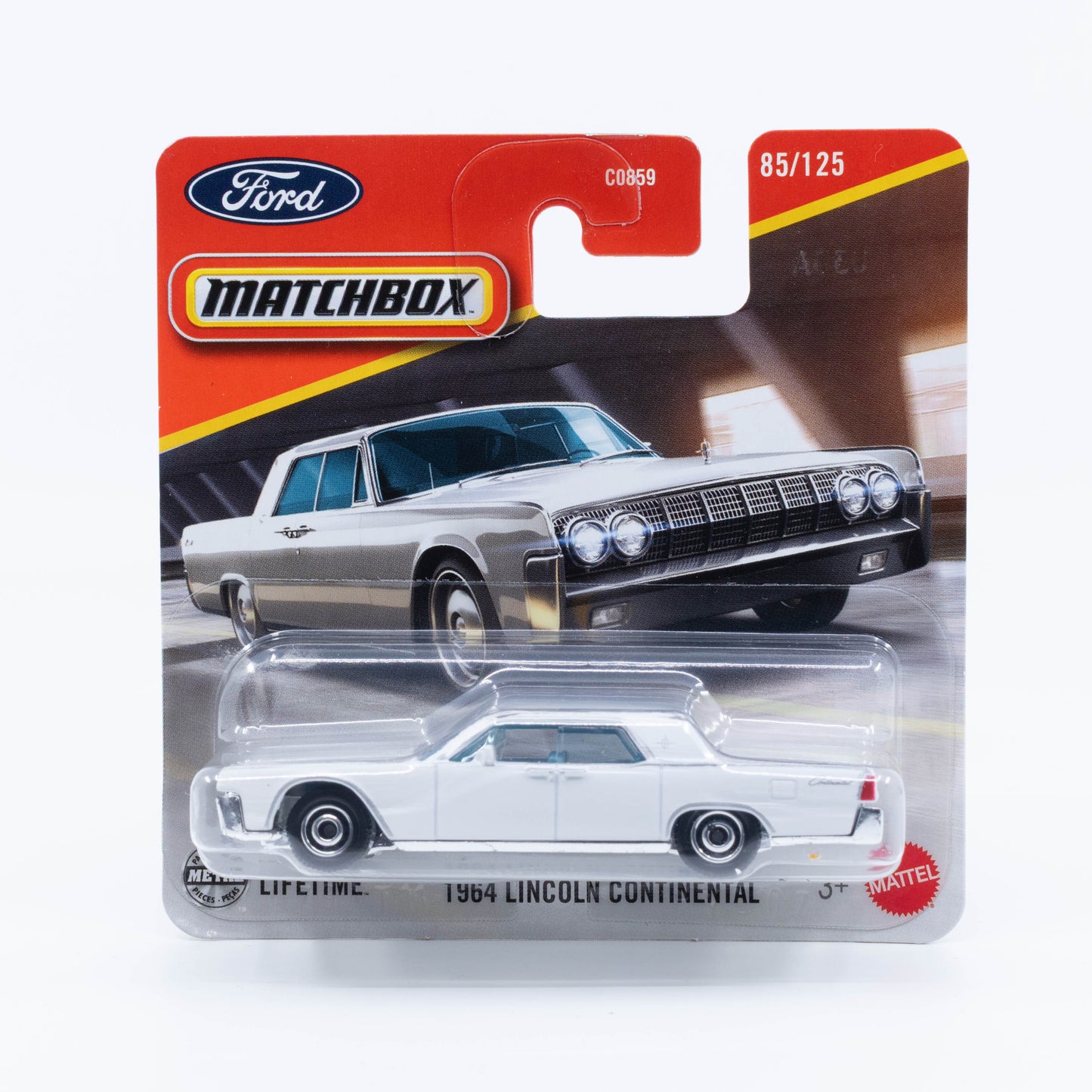 1:64 Matchbox 1964 Lincoln Continental Coupe White – vintage executive luxury die-cast model.