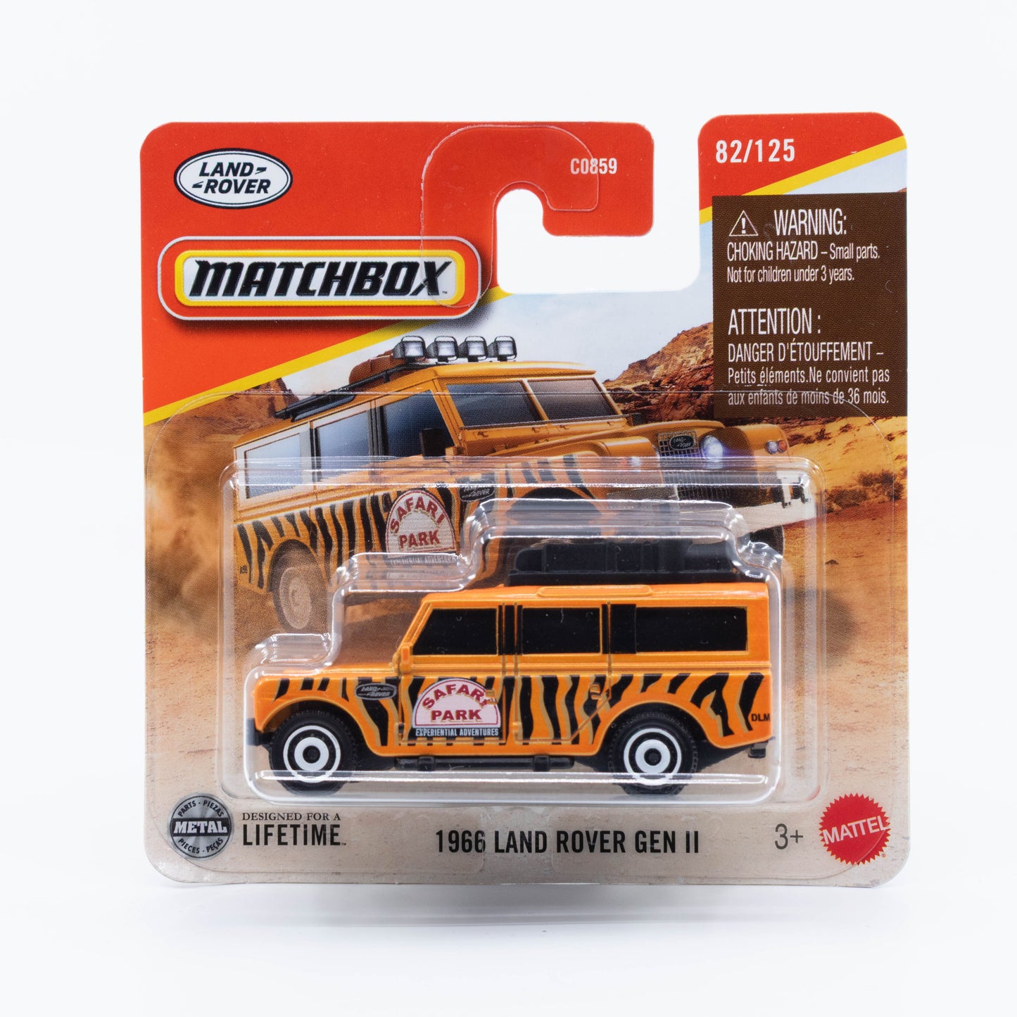 1:64 Matchbox 1966 Land Rover Gen II Safari livery – classic off-road die-cast model.