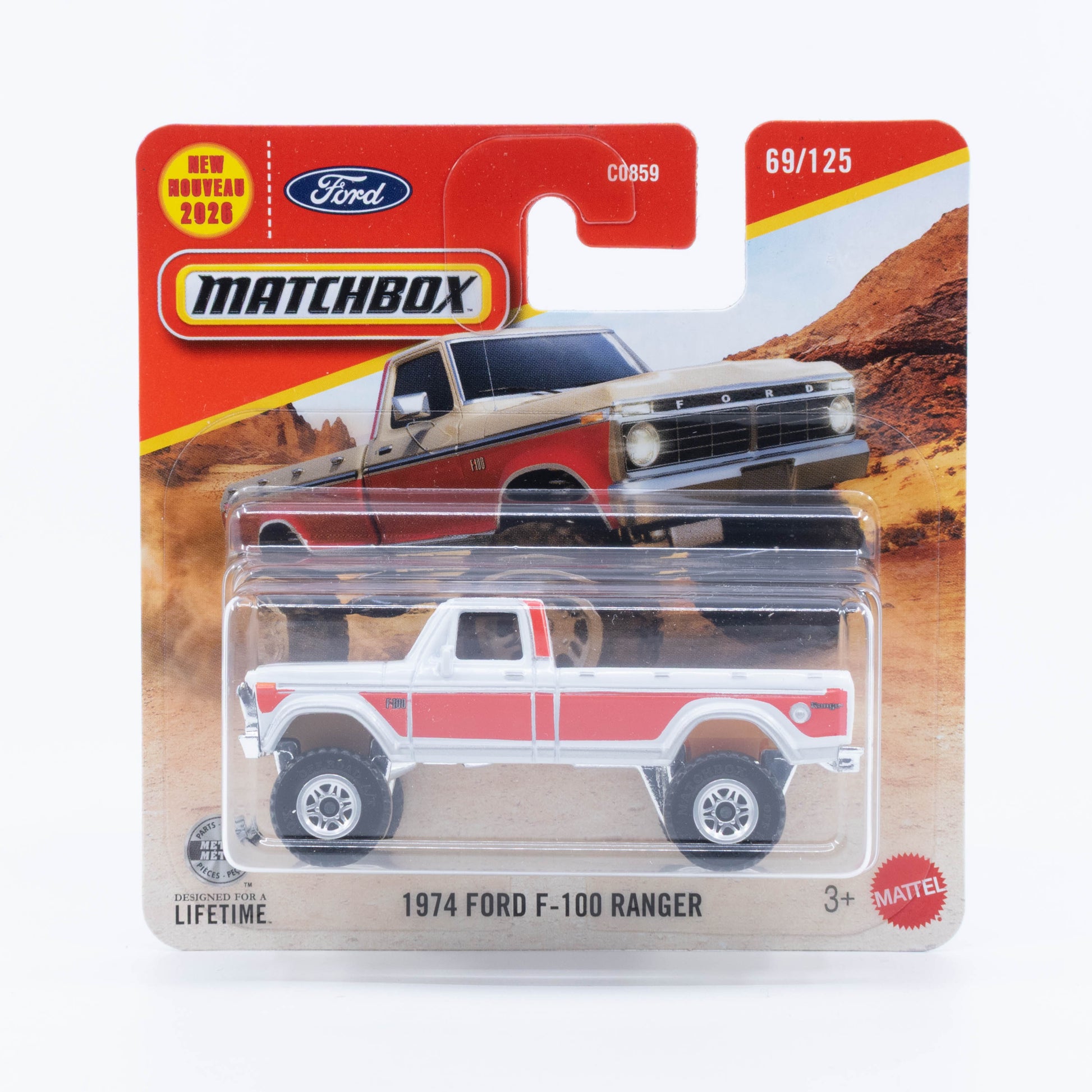 Matchbox 1974 Ford F-100 Ranger cream red new model 1:64 diecast truck