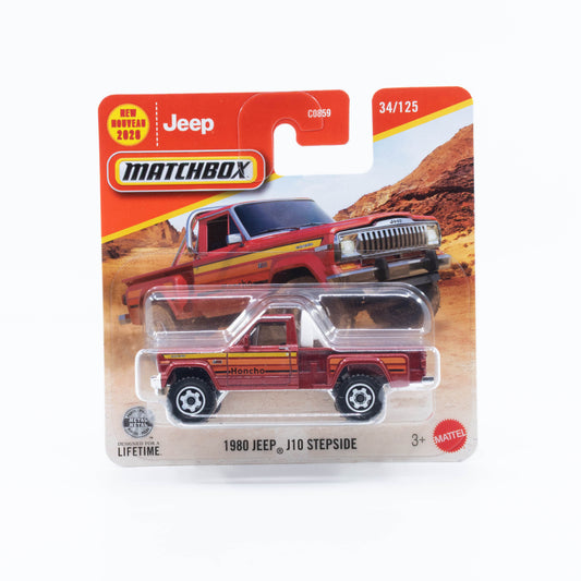 Matchbox basic 1980 Jeep J10 Stepside red new casting classic 80s pickup truck 1:64 model