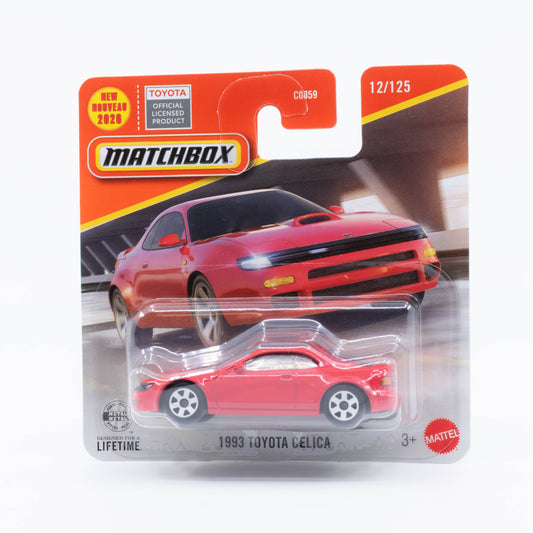 Matchbox 1:64 1993 Toyota Celica red realistic Japanese sports coupe die-cast model.