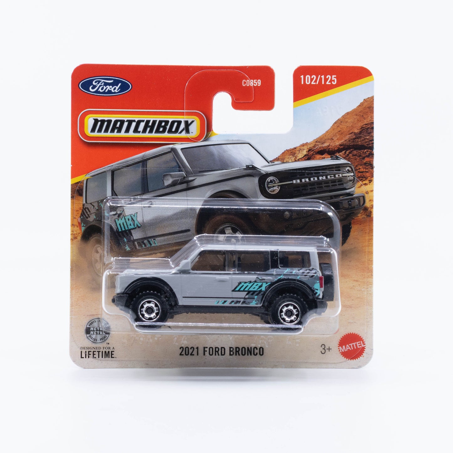 Matchbox 2021 Ford Bronco rugged modern off-road SUV in 1:64 scale.