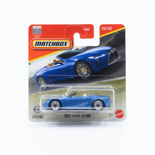 Matchbox basic 2021 Lexus LC 500 convertible blue modern luxury roadster 1:64 model