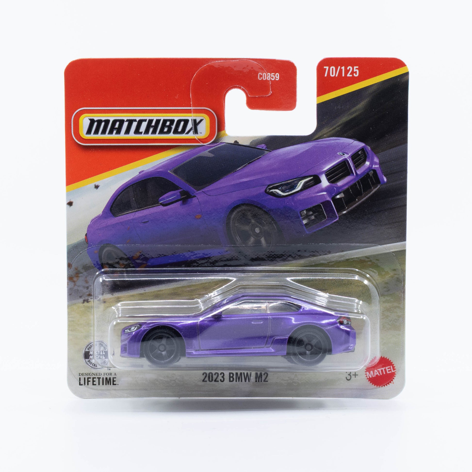 Matchbox 2023 BMW M2 in purple.