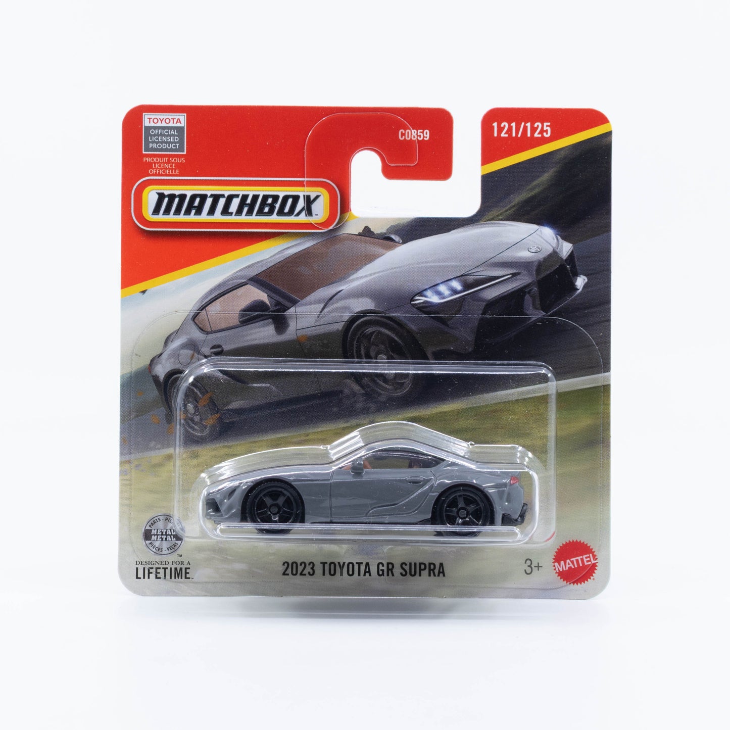 Matchbox 2023 Toyota GR Supra modern Japanese sports car in 1:64 scale.