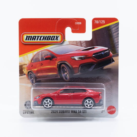 Matchbox 2024 Subaru WRX S4 STI in red.