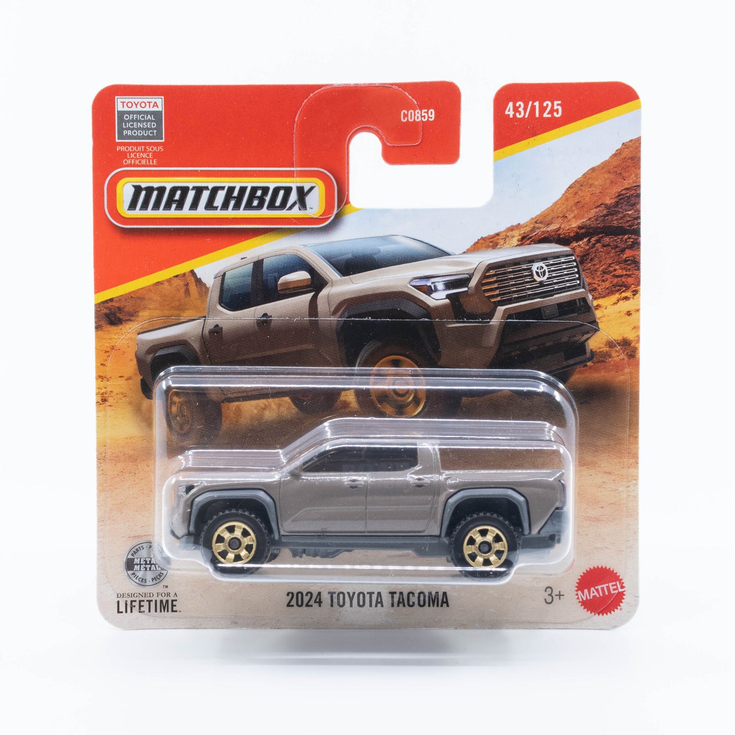 Matchbox 1:64 2024 Toyota Tacoma brown midsize pickup truck diecast model