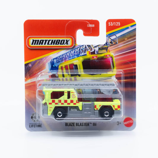 Matchbox 1:64 Blaze Buster III yellow fire rescue truck diecast model