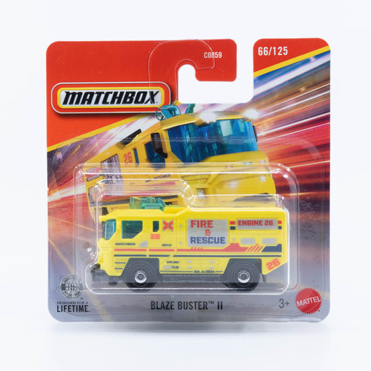 Matchbox Blaze Buster II yellow fire truck 1:64 diecast model