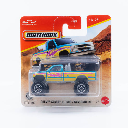 Matchbox 1:64 Chevrolet K1500 pickup 80s retro livery diecast truck
