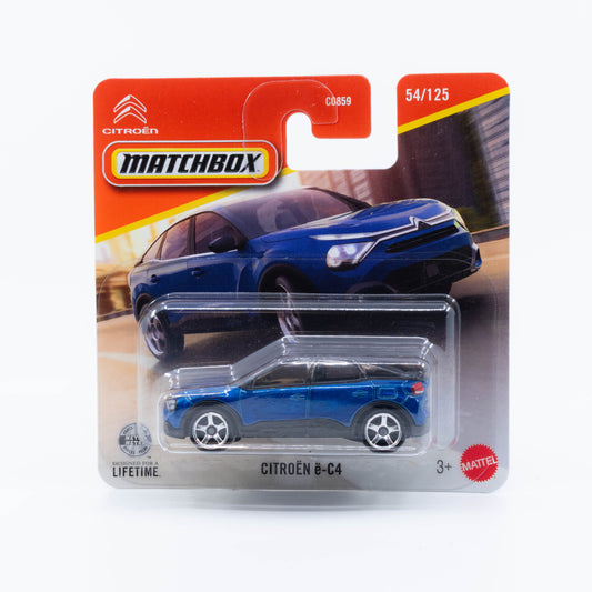 Matchbox 1:64 Citroen e-C4 blue electric hatchback diecast model