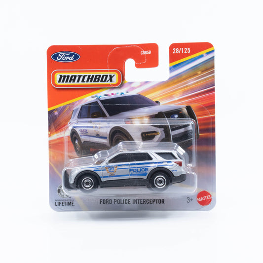 Matchbox basic Ford Police Interceptor silver Sky Rescue police emergency vehicle 1:64 model