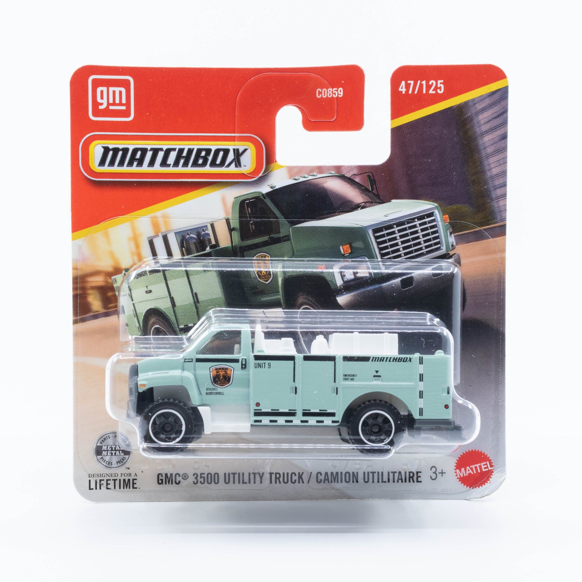 Matchbox 1:64 GMC 3500 Utility Truck green and white national park theme diecast model